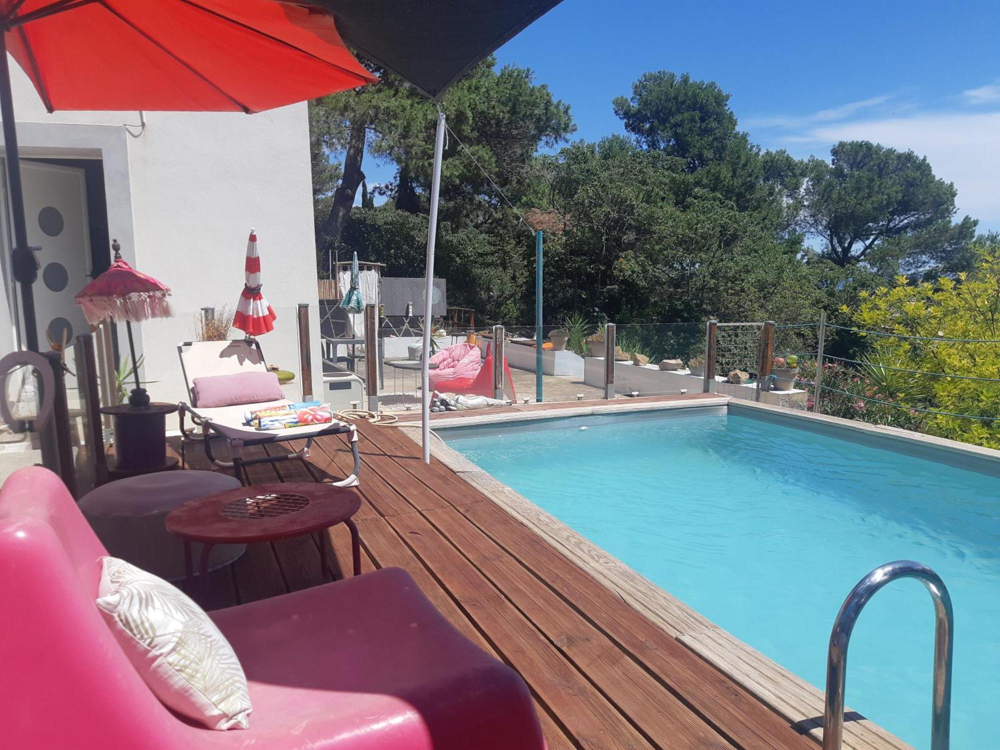 Haut De Villa Au Mont St Clair Vue Exceptionnelle Mer Et Foret Terrasses, Piscine, Petanque, Solarium Prives Sete Exterior photo